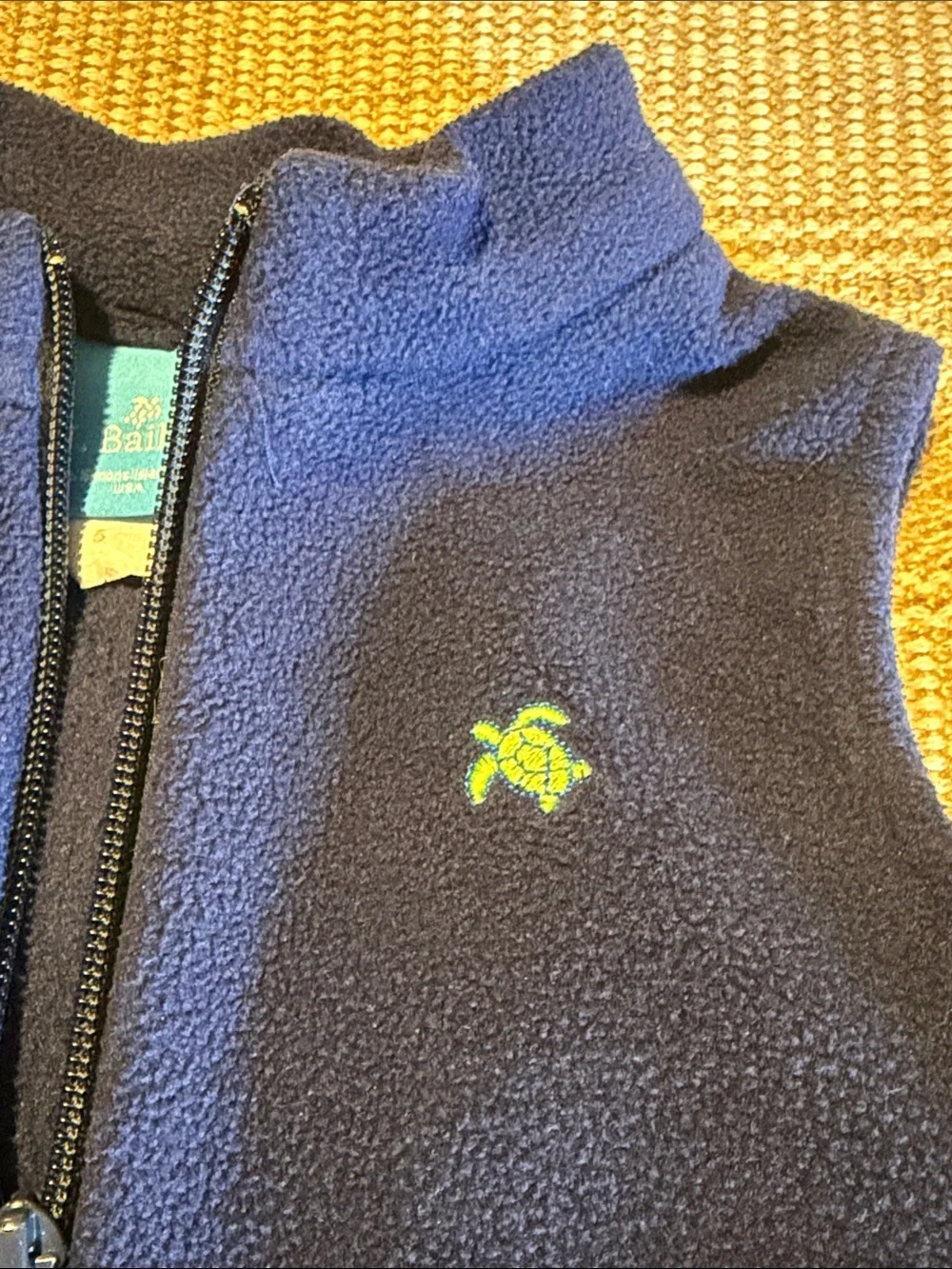 J. Bailey Children's Navy Fleece Vest with Turtle Logo Embroidery